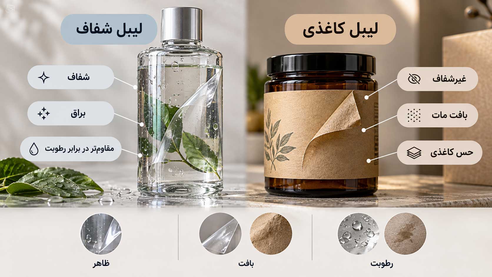 لیبل کاغذی بهتر است یا شفاف؟ تفاوت انواع لیبل در بستهبندی (1)
