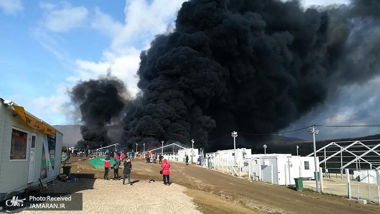 آتش‌سوزی گسترده در اردوگاه پناهجویان در شهر بیهاچ بوسنی