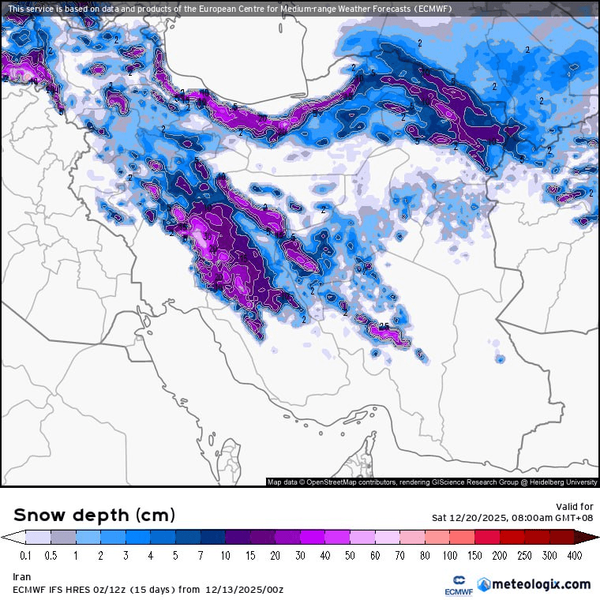 نقشه برف در ایران 7