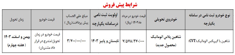 طرح فروش شاهین پلاس