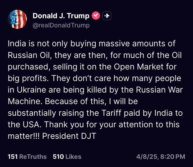 حمله ترامپ به اقتصاد هند