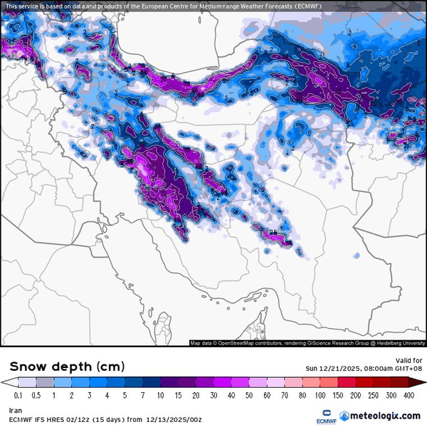 نقشه برف در ایران 8