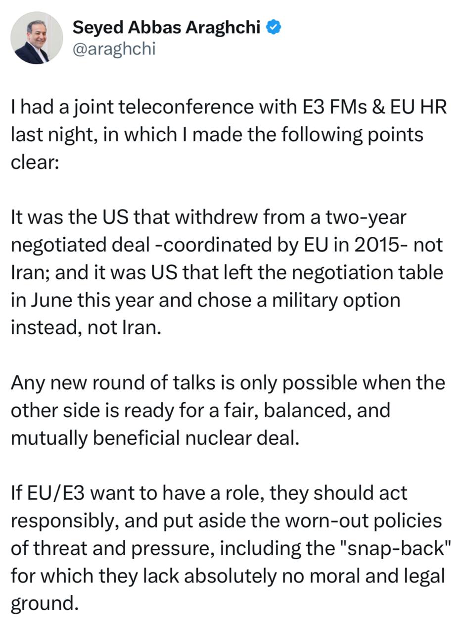 عراقچی با اروپا حرف زد