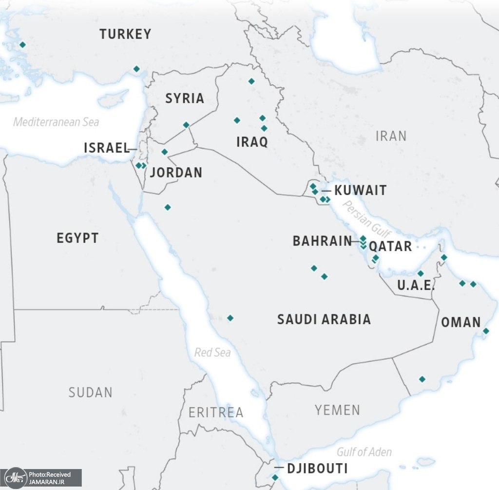 تأسیسات و پایگاه‌های نظامی آمریکا در خاورمیانه