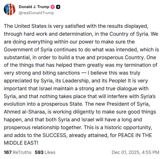 ترامپ سوریه را به برقراری ارتباط با رژیم‌صهیونیستی تشویق کرد