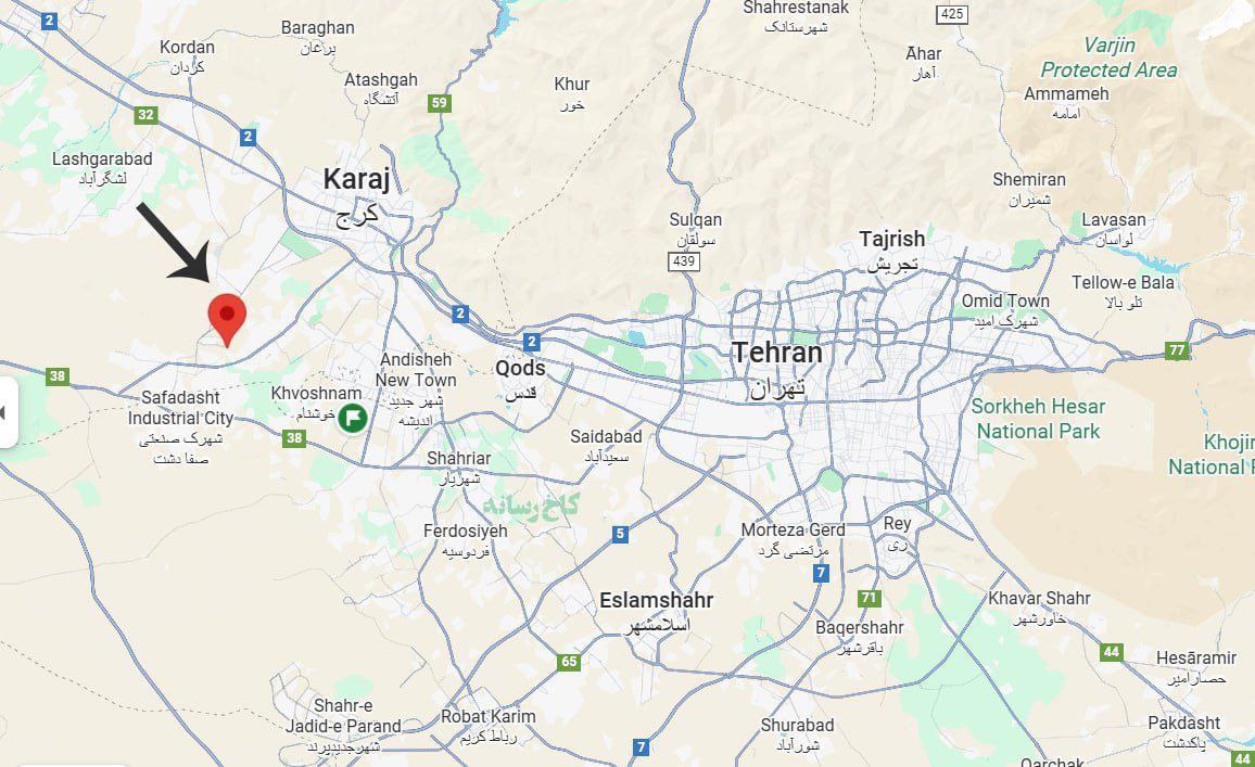 موقعیت مکانی زمین لرزه ساعتی قبل در ماهدشت کرج
