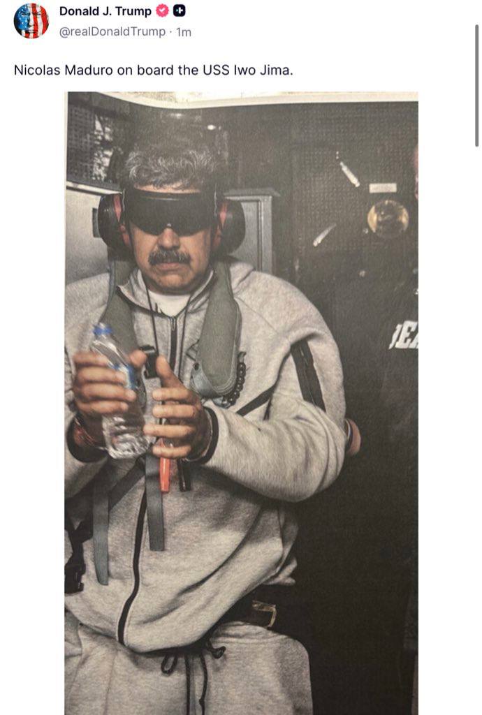 اولین عکس از مادورو در بازداشت