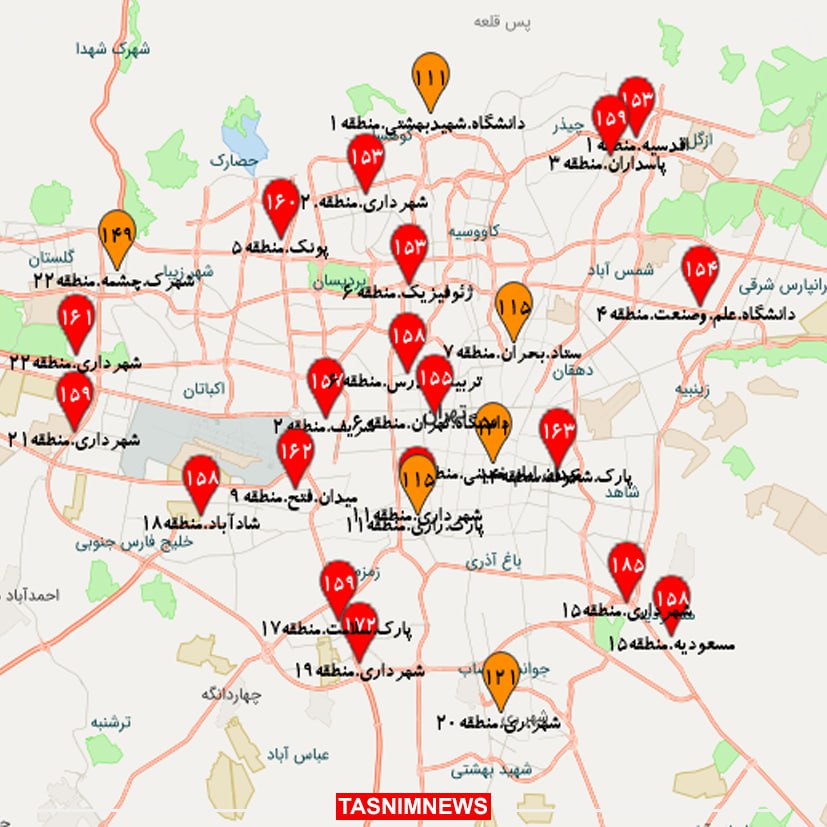 هوای تهران در وضعیت قرمز