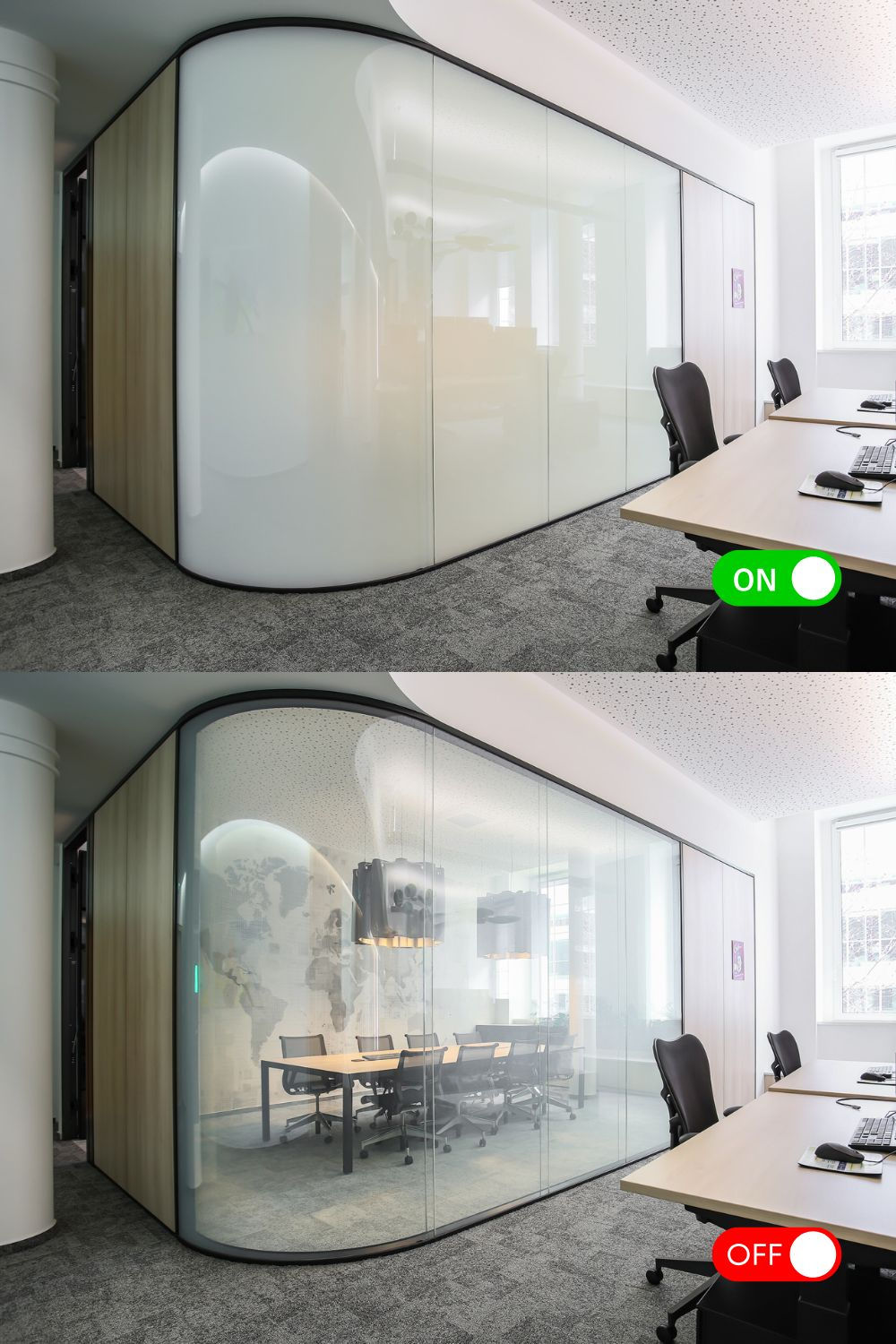 کاربردهای پارتیشن شیشه ای مات شونده در فضاهای اداری (2)