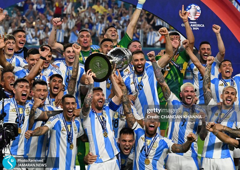 لیونل مسی جشن قهرمانی تیم ملی فوتبال آرژانتین کوپاآمه ریکا ۲۰۲۴