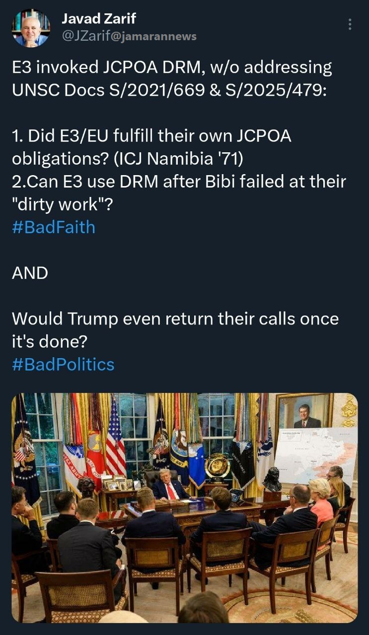 کنایه ظریف به اروپایی ها