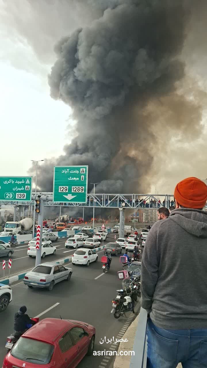 تصاویری از آتش سوزی در تهران امروز در جنت‌آباد (1)