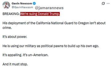 فرماندار کالیفرنیا از ترامپ شکایت می کند