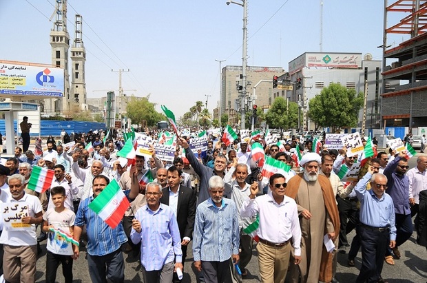 راهپیمایی مردم هرمزگان درحمایت از شورای عالی امنیت ملی