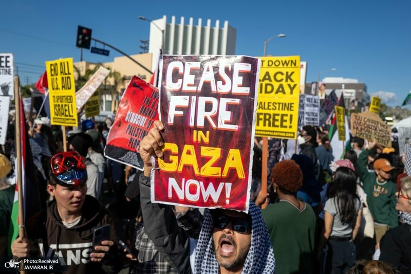 راهپیمایی مردم لس آنجلس در حمایت از آتش بس در غزه