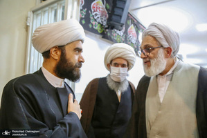 عزاداری شهادت حضرت فاطمه(س) در بیت آیت الله دوستی زنجانی با حضور سید حسن خمینی