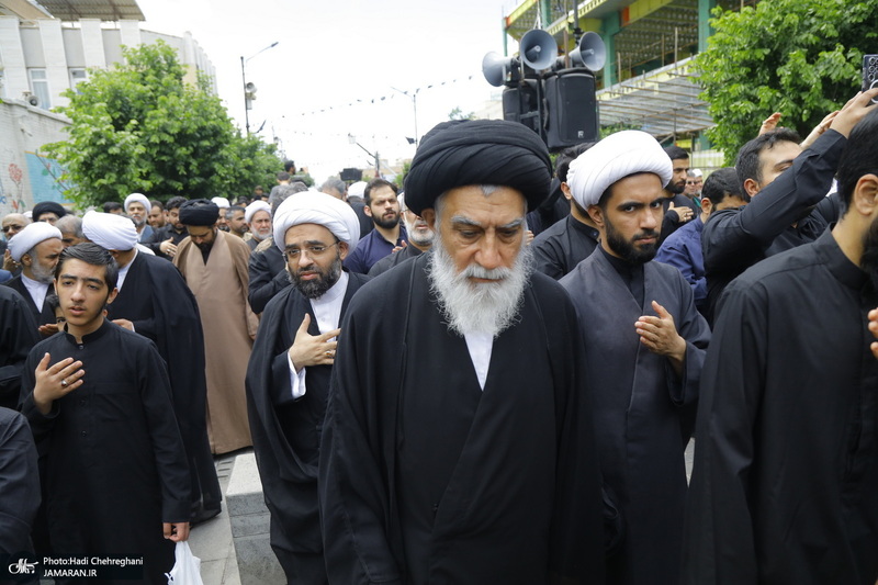 دسته عزاداری روز شهادت امام جعفر صادق (ع) با حضور آیت الله العظمی وحید خراسانی