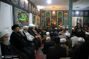 عزاداری شهادت حضرت فاطمه(س) در بیت آیت الله دوستی زنجانی با حضور سید حسن خمینی