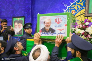 مراسم استقبال و وداع با پیکر مطهر شهید علی لاریجانی در قم