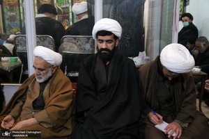 عزاداری شهادت حضرت فاطمه(س) در بیت آیت الله دوستی زنجانی با حضور سید حسن خمینی