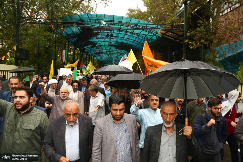 تجمع اعتراضی دانشجویان در دانشگاه تهران به جنایات رژیم صهیونیستی