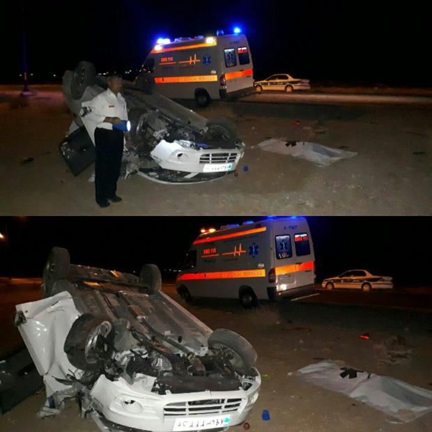 دختر خردسال بر اثر واژگونی خودرو در جاده مبارکه جانباخت