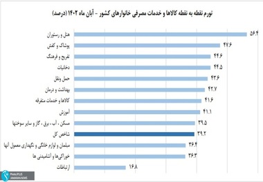 رشد 44.9 درصدی قیمت کالاها و خدمات در سال گذشته/گوشت قرمز و سفید،صدرنشین تورم در کالاهای اساسی/ثبت بیشترین تورم سالانه در یزد