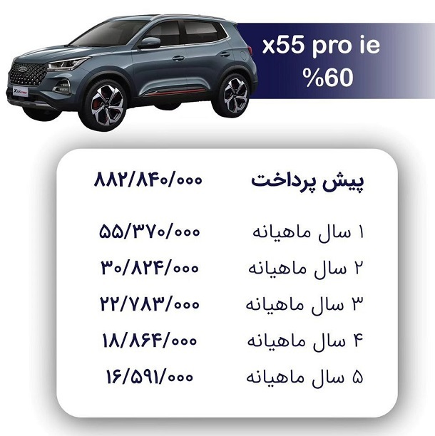 شرایط جدید فروش اقساطی MVM X55 پرو