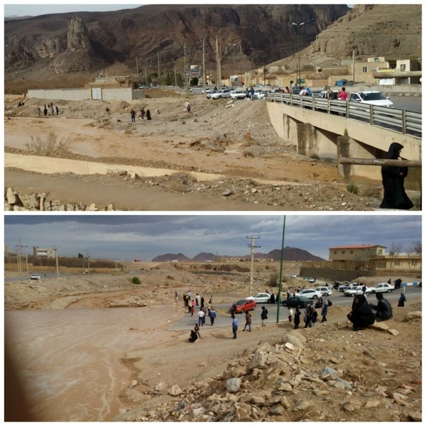 پرآب شدن یکی قدیمی‌ترین رودخانه های  یزد پس از چند سال خشکی+فیلم