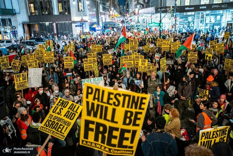 تظاهرات مردم نیویورک در دفاع از مردم فلسطین