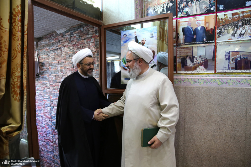 دیدار علی کمساری با شیخ الهاشمی رئیس موسسه الغری در نجف