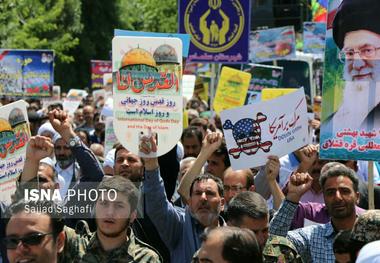 طنین فریاد مرگ بر اسرائیل در راهپیمایی روز قدس شهرستان سلماس