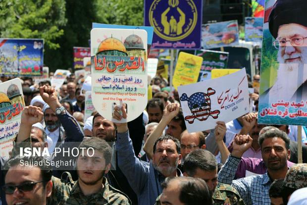 طنین فریاد مرگ بر اسرائیل در راهپیمایی روز قدس شهرستان سلماس