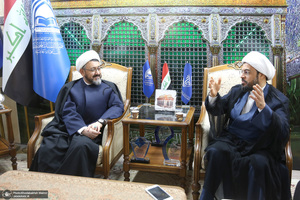 دیدار علی کمساری با شیخ الهاشمی رئیس موسسه الغری در نجف