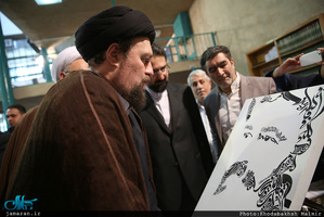 بازدید سید حسن خمینی از کارگاه هنری "یار و یادگار" در حسینیه جماران