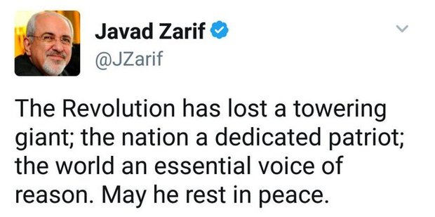 ظریف: انقلاب ستونی سترگ را از دست داد