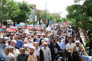 راهپیمایی نمازگزاران قمی در محکومیت جنایات رژیم صهیونیستی