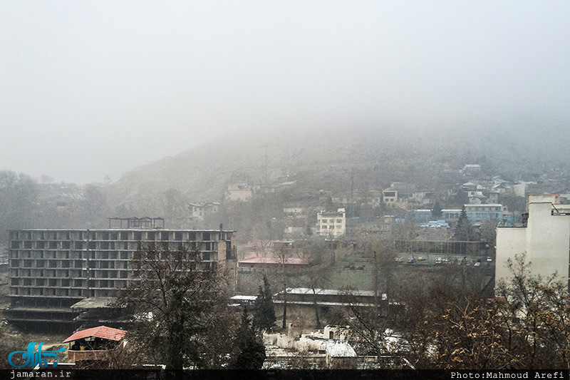 بارش باران و مه در تهران 