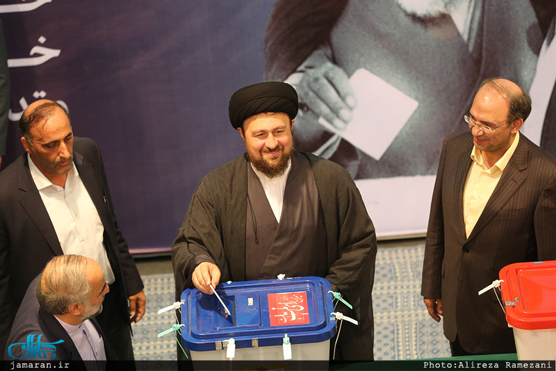 حضور سید حسن خمینی در پای صندوق رای