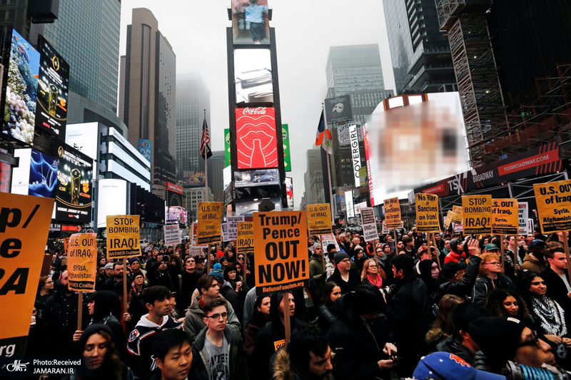 تظاهرات در محکومیت ترور حاج قاسم سلیمانی در شهرهای مختلف آمریکا