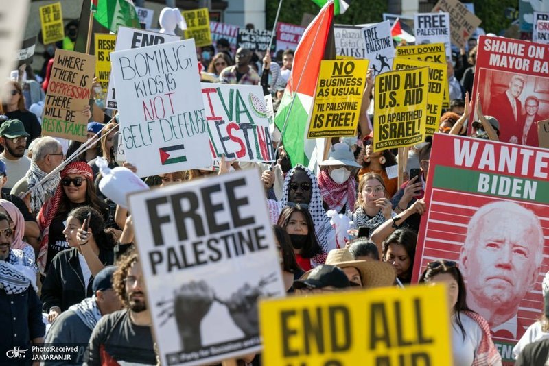 راهپیمایی مردم لس آنجلس در حمایت از آتش بس در غزه