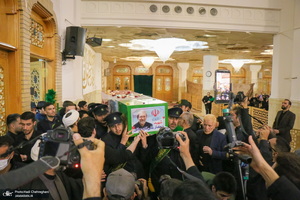مراسم استقبال و وداع با پیکر مطهر شهید علی لاریجانی در قم