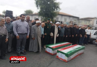 تشییع پدر و دختر شهید در قائمشهر + عکس