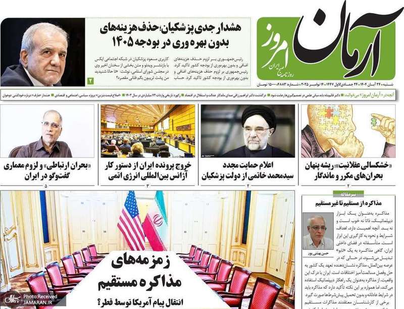 گزیده روزنامه های 24 آبان 1404