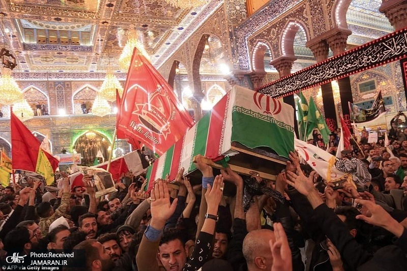 تشییع باشکوه شهیدان سردار قاسم سلیمانی و ابومهدی المهندس در کربلا و نجف