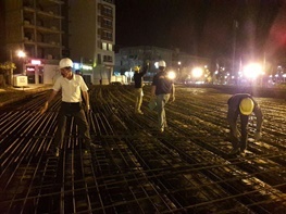 فعالیت شبانه در کارگاه پروژه پل روگذر ایستگاه سرعین - میدان قدس