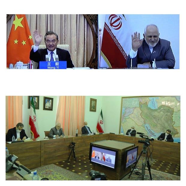 توییت چینی ظریف پس از دیدار ویدئو کنفرانسی وزاری خارجه ایران و چین 