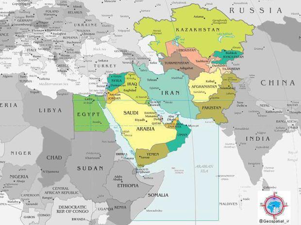 نقشه کشورهایی که ایران نیروهای آمریکا در آنجا را تروریست می داند