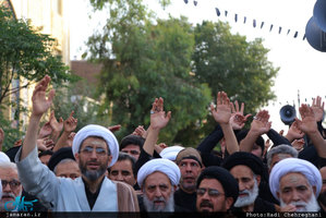 دسته عزای شهادت امیرالمؤمنین علی(ع) با حضور آیت الله العظمی وحید خراسانی