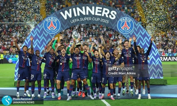 عکس و ویدیو| جشن قهرمانی پاری سن ژرمن در سوپرکاپ اروپا